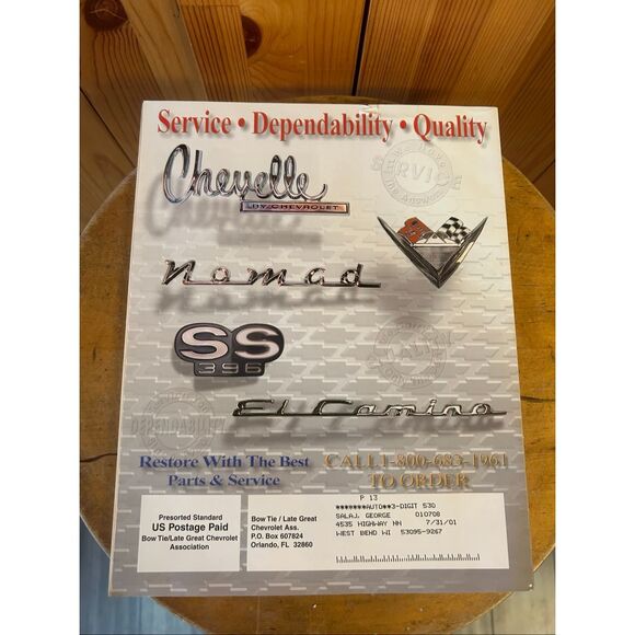 Master Chevrolet Parts Book 1955-1972 Late Great Bow Tie Chevys 2001 Edition (54 - Picture 6 of 7